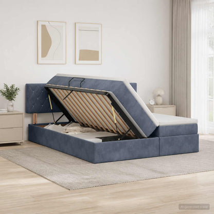 Opslag bed met hoofdeinde 2 st Donkergrijs