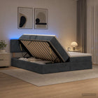 Opslagbed met LED verlichting 200x200 cm donkergrijs