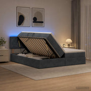Opslagbed met LED verlichting 200x200 cm donkergrijs