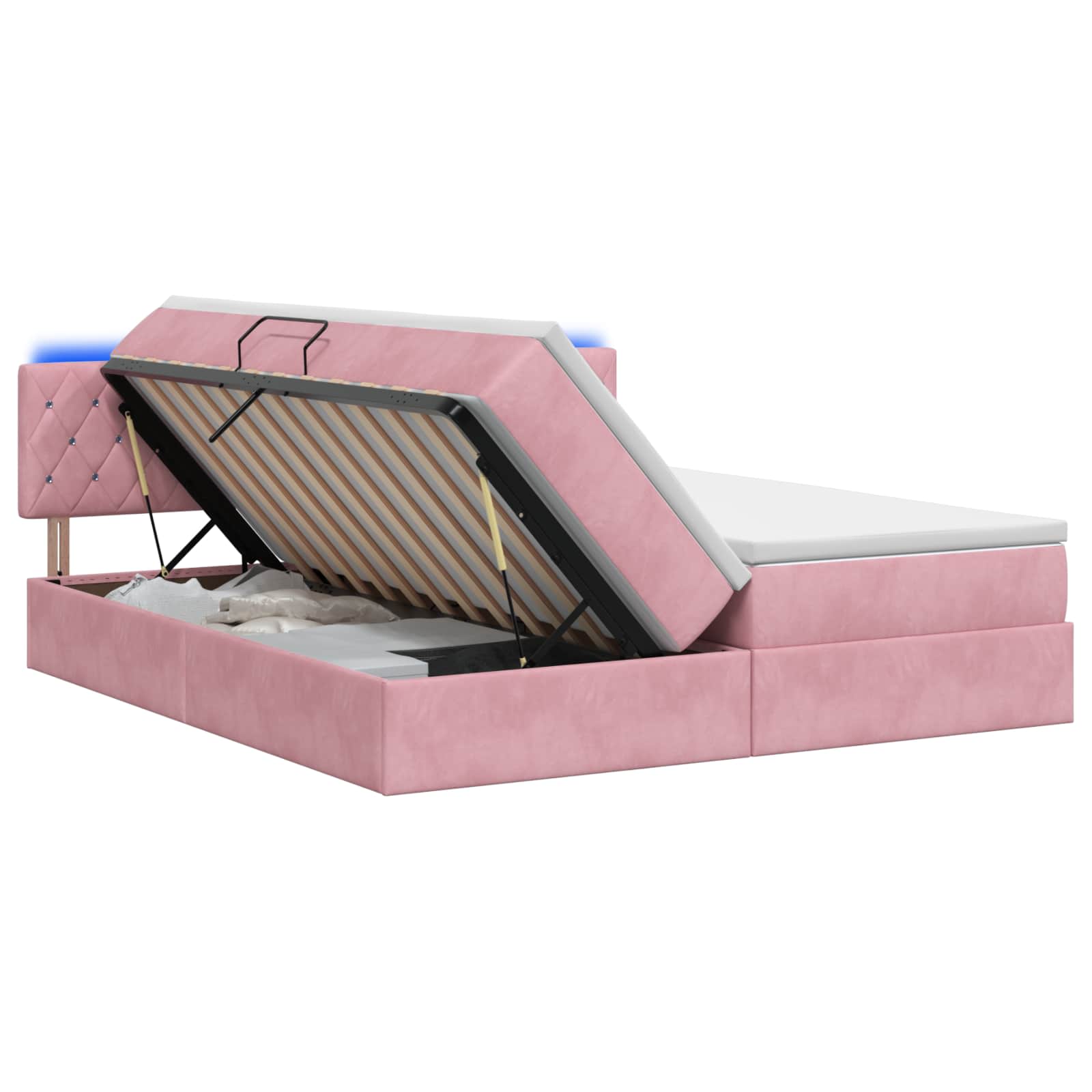 LED Opslagbed met Matras Roze 180 x 200 cm Fluweel