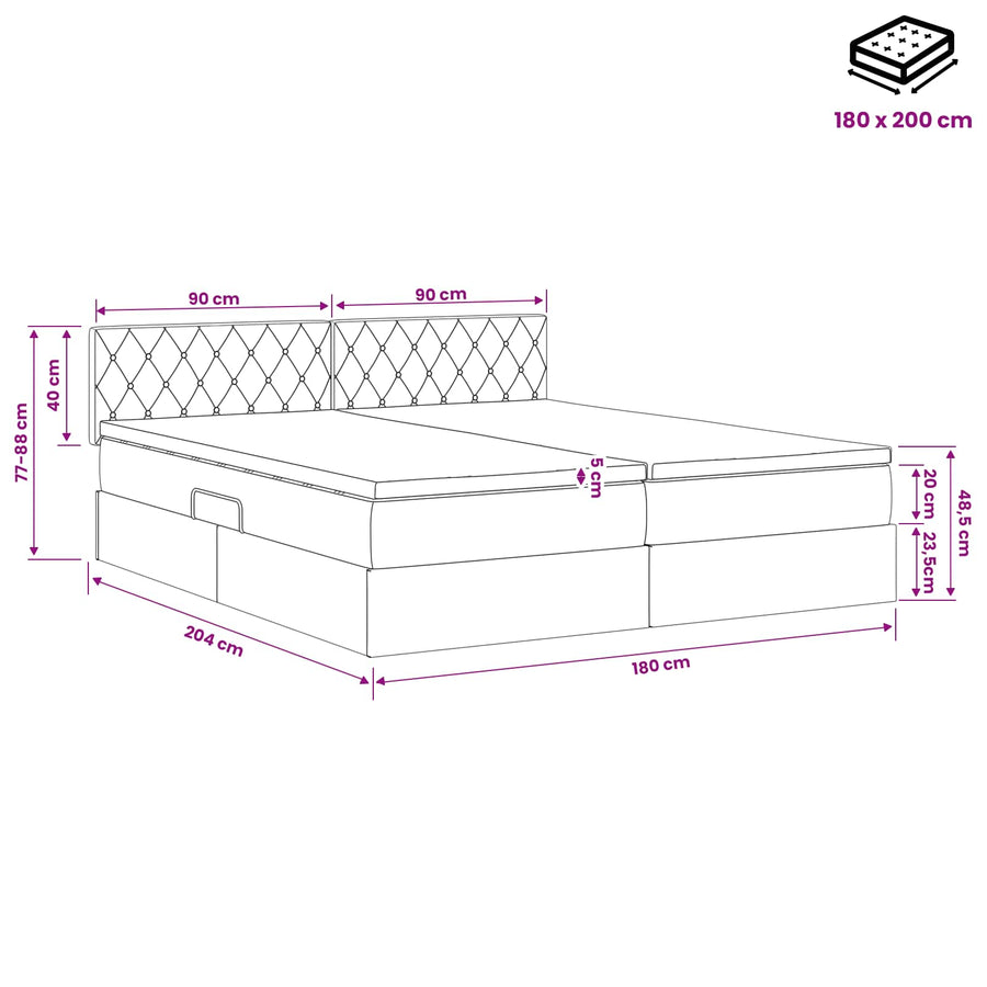 LED Opslagbed met Matras Roze 180 x 200 cm Fluweel