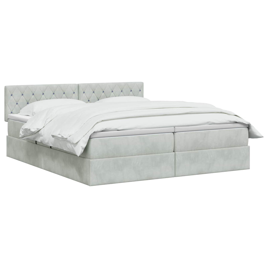 LED Opslagbed met Matras Lichtgrijs 200 x 200 cm Fluweel