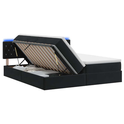 LED Opslagbed met Matras Zwart 200 x 200 cm Fluweel
