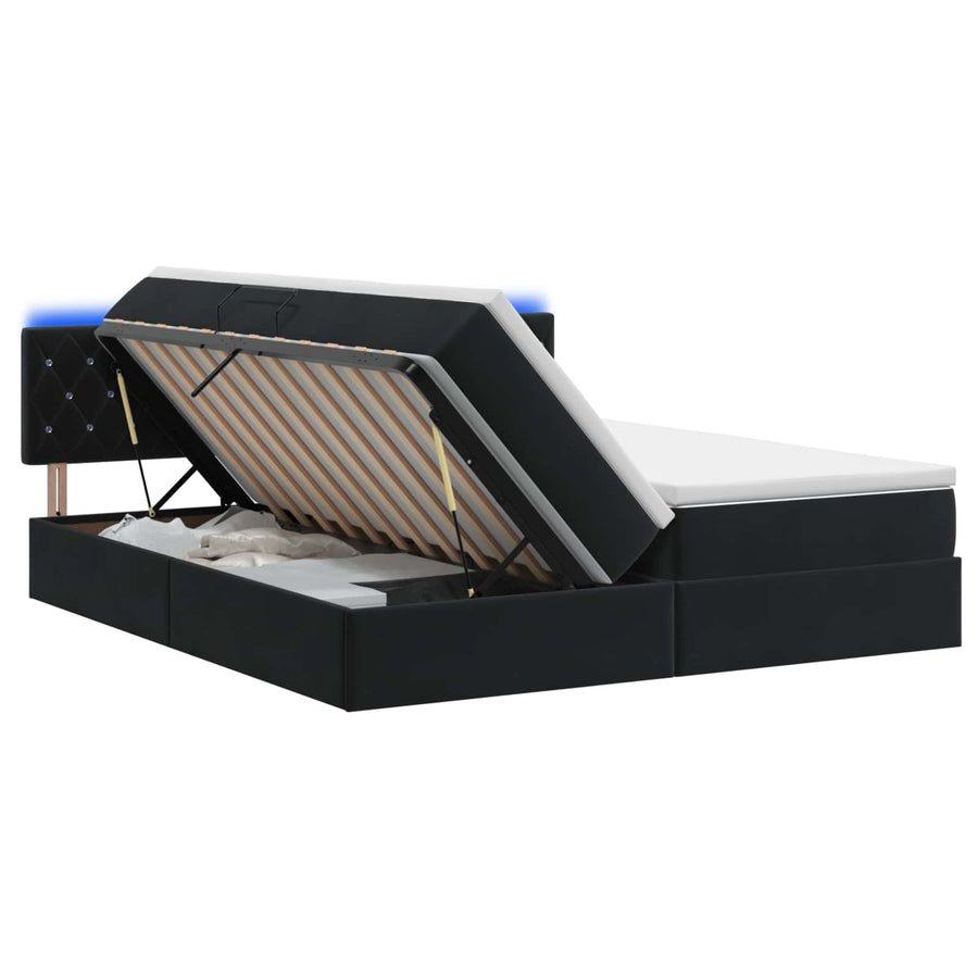 LED Opslagbed met Matras Zwart 200 x 200 cm Fluweel