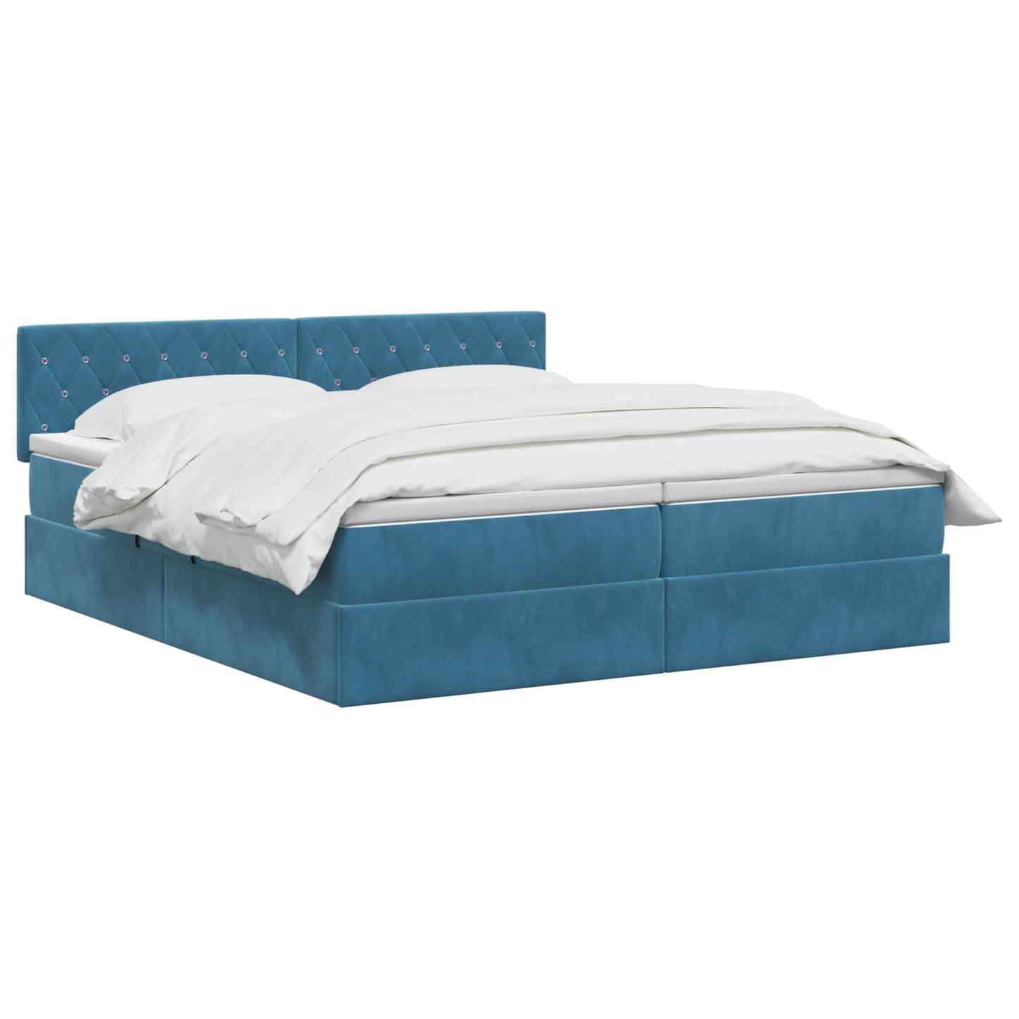 LED Opslagbed met Matras Donkerblauw 200 x 200 cm Fluweel