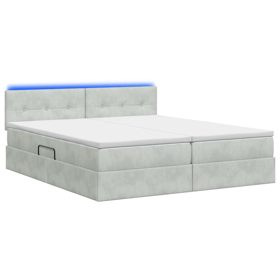 LED Opslagbed met Matras Lichtgrijs 180 x 200 cm Fluweel