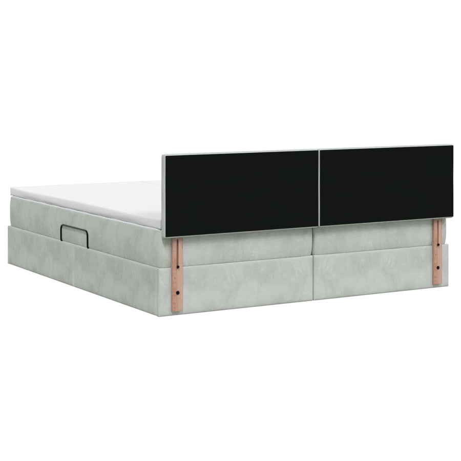 LED Opslagbed met Matras Lichtgrijs 180 x 200 cm Fluweel
