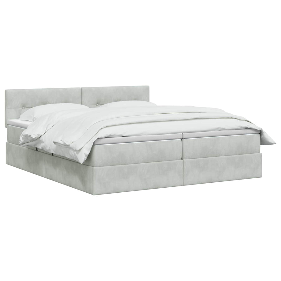 LED Opslagbed met Matras Lichtgrijs 180 x 200 cm Fluweel