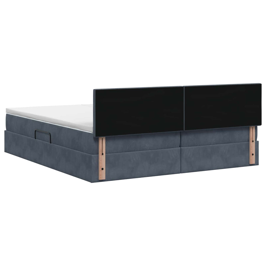 LED Opslagbed met Matras Donkergrijs 180 x 200 cm Fluweel