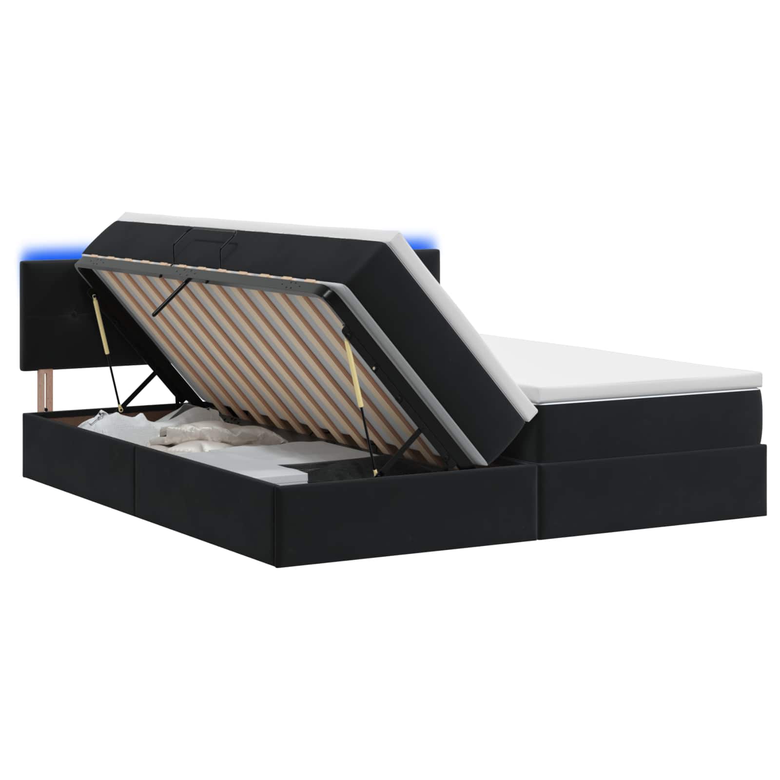 LED Opslagbed met Matras Zwart 180 x 200 cm Fluweel