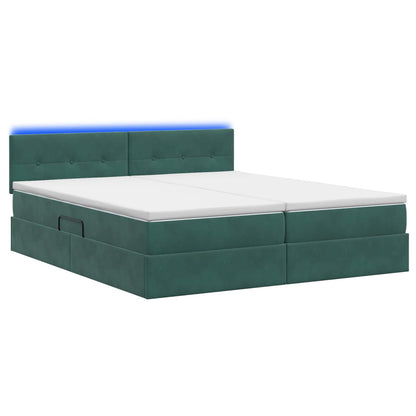 LED Opslagbed met Matras Donkergroen 180 x 200 cm Fluweel