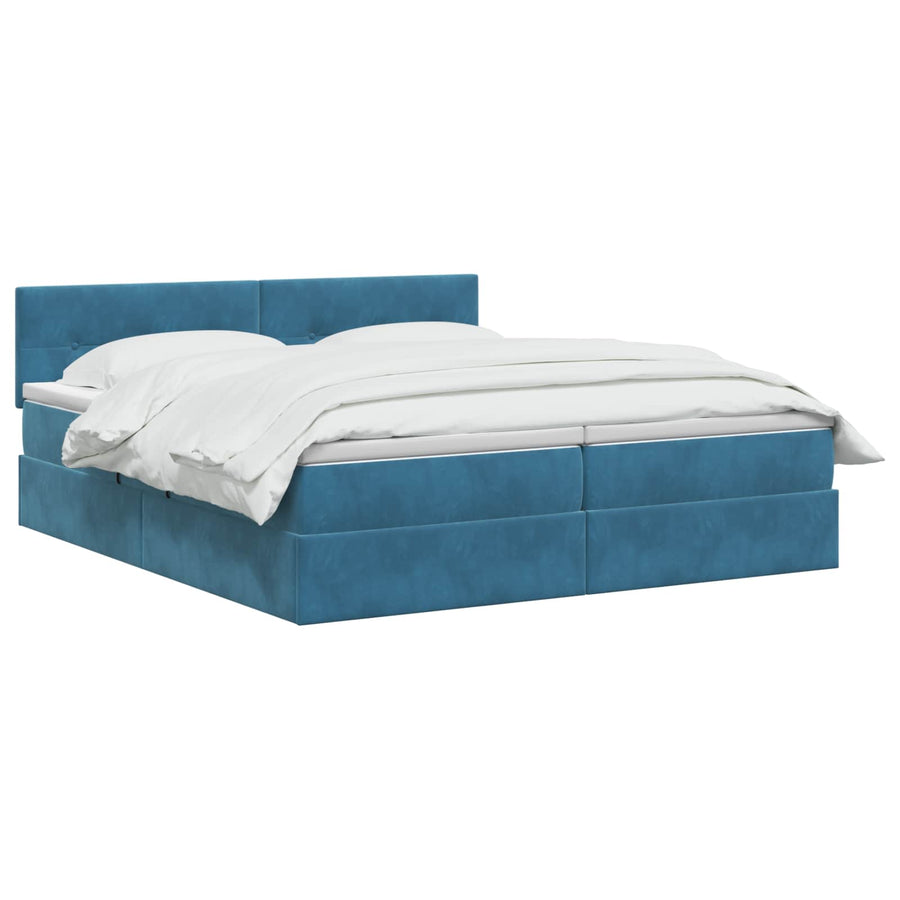 LED Opslagbed met Matras Donkerblauw 180 x 200 cm Fluweel