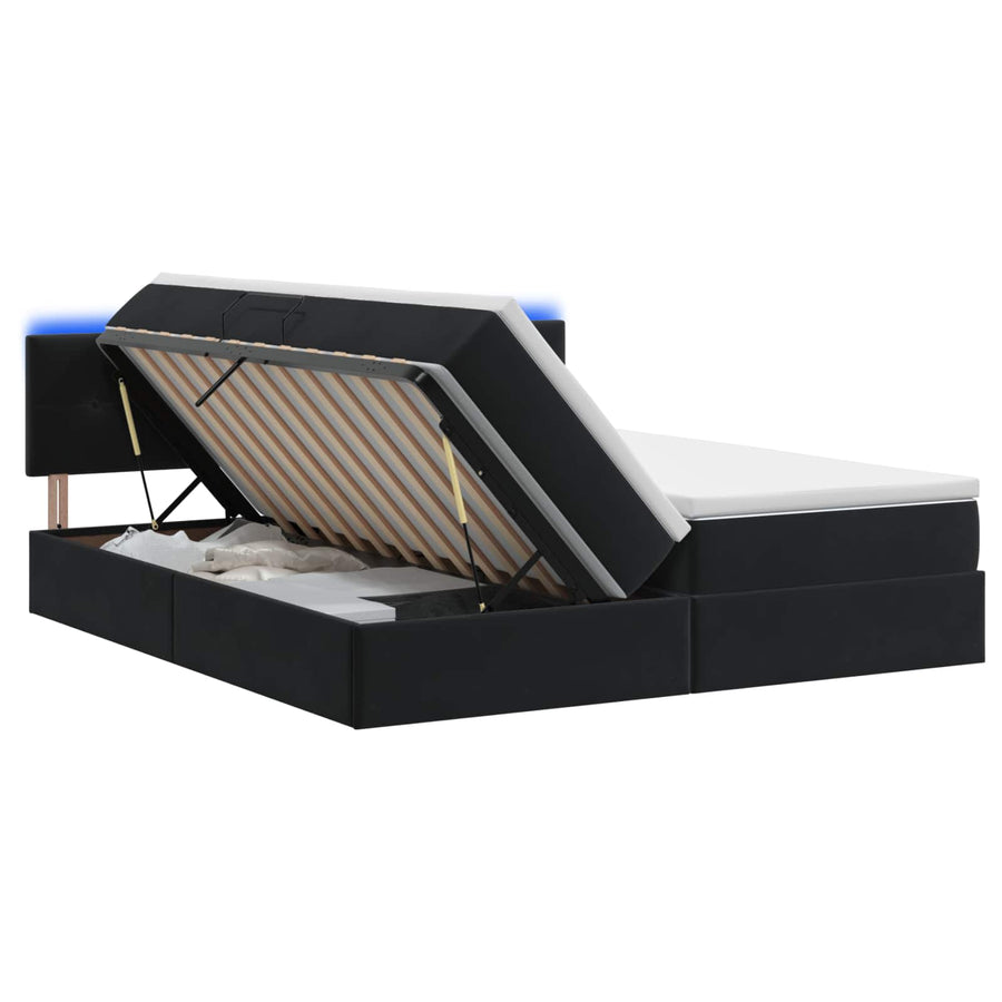 LED Opslagbed met Matras Zwart 200 x 200 cm Fluweel
