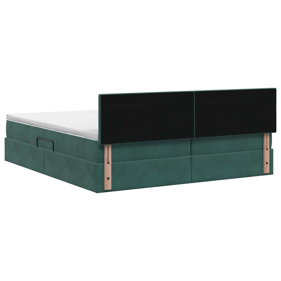 LED Opslagbed met Matras Donkergroen 200 x 200 cm Fluweel