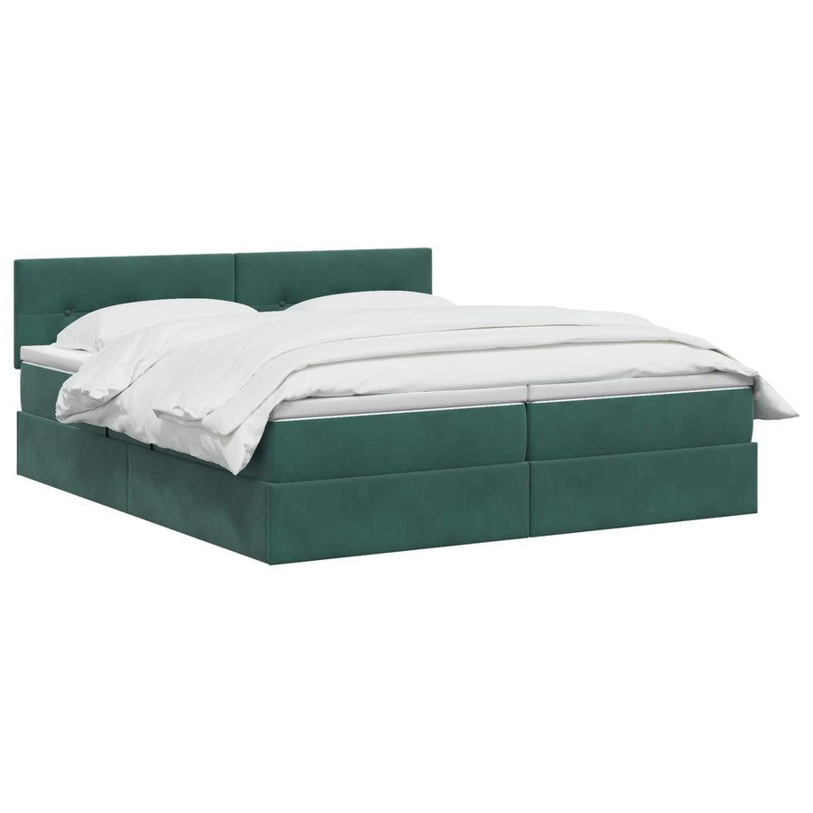 LED Opslagbed met Matras Donkergroen 200 x 200 cm Fluweel