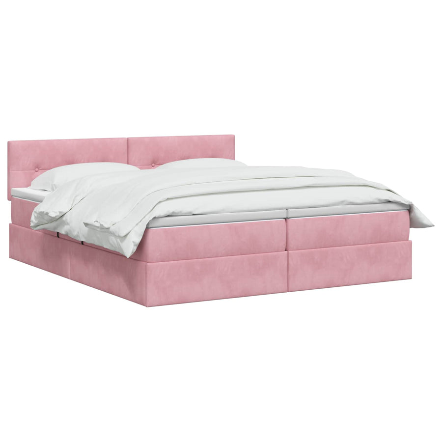 LED Opslagbed met Matras Roze 200 x 200 cm Fluweel