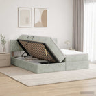Opbergbed 200x200 cm lichtgrijs met hoofdeinde