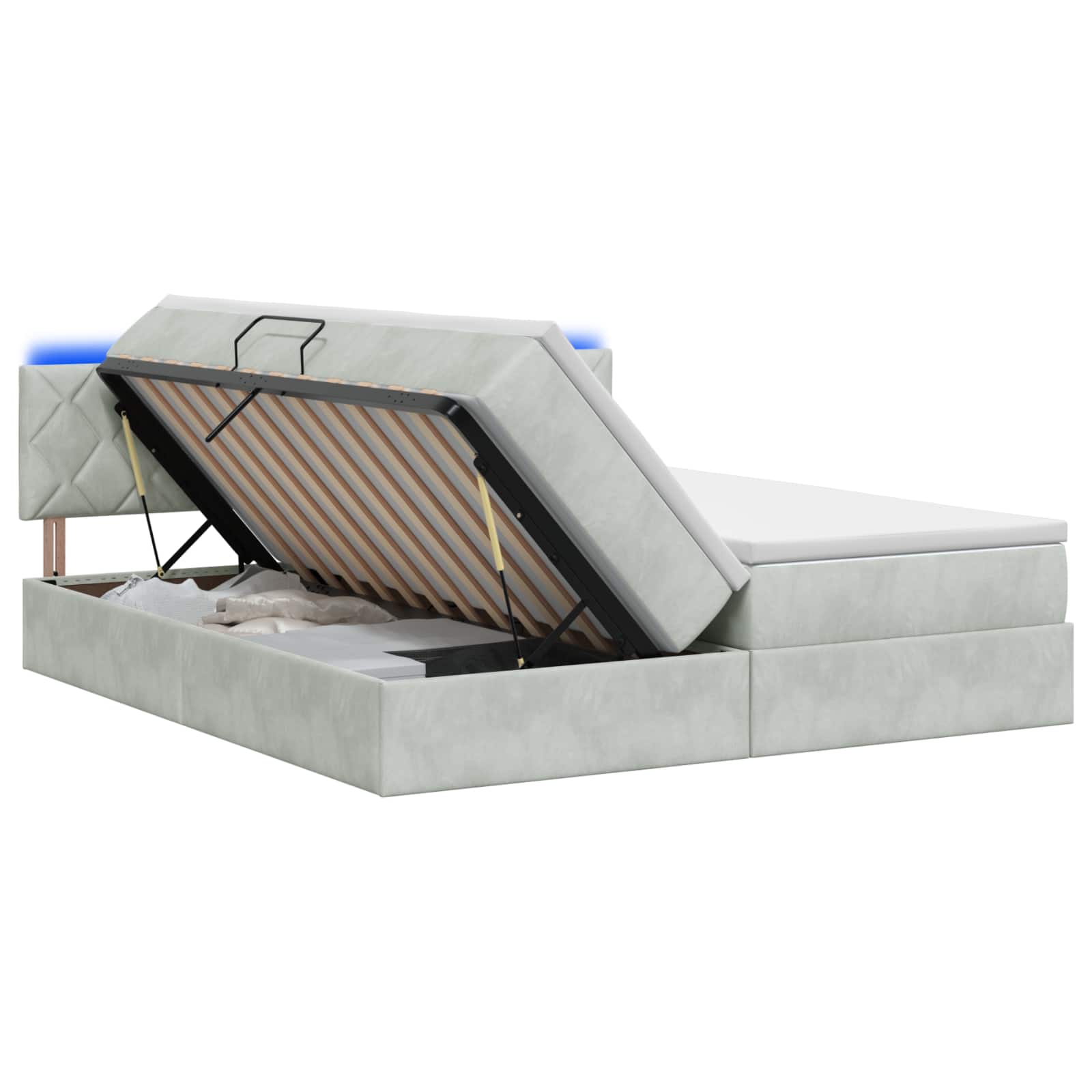 LED Opslagbed met Matras Lichtgrijs 180 x 200 cm Fluweel