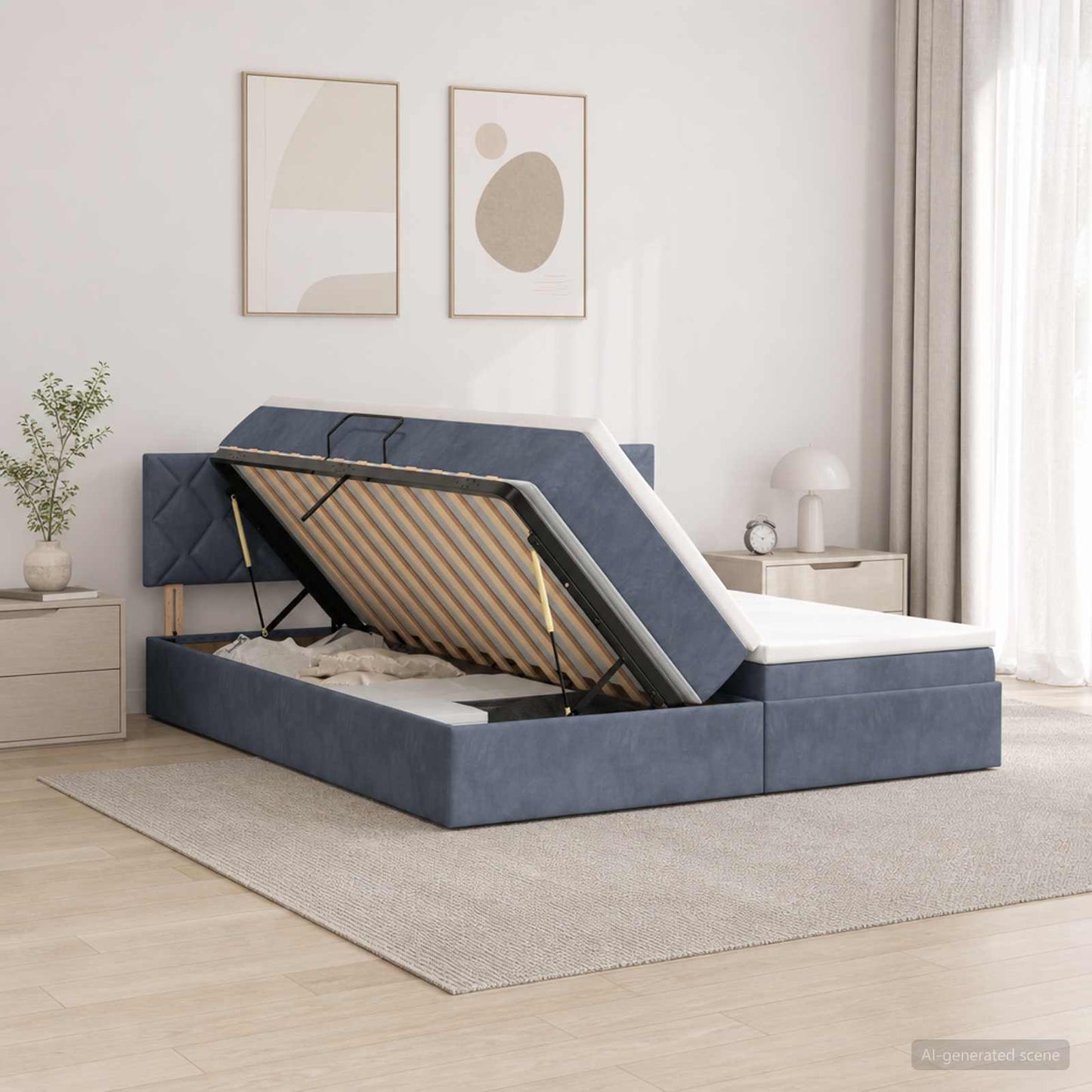 LED Opslagbed met Matras Donkergrijs 180 x 200 cm Fluweel