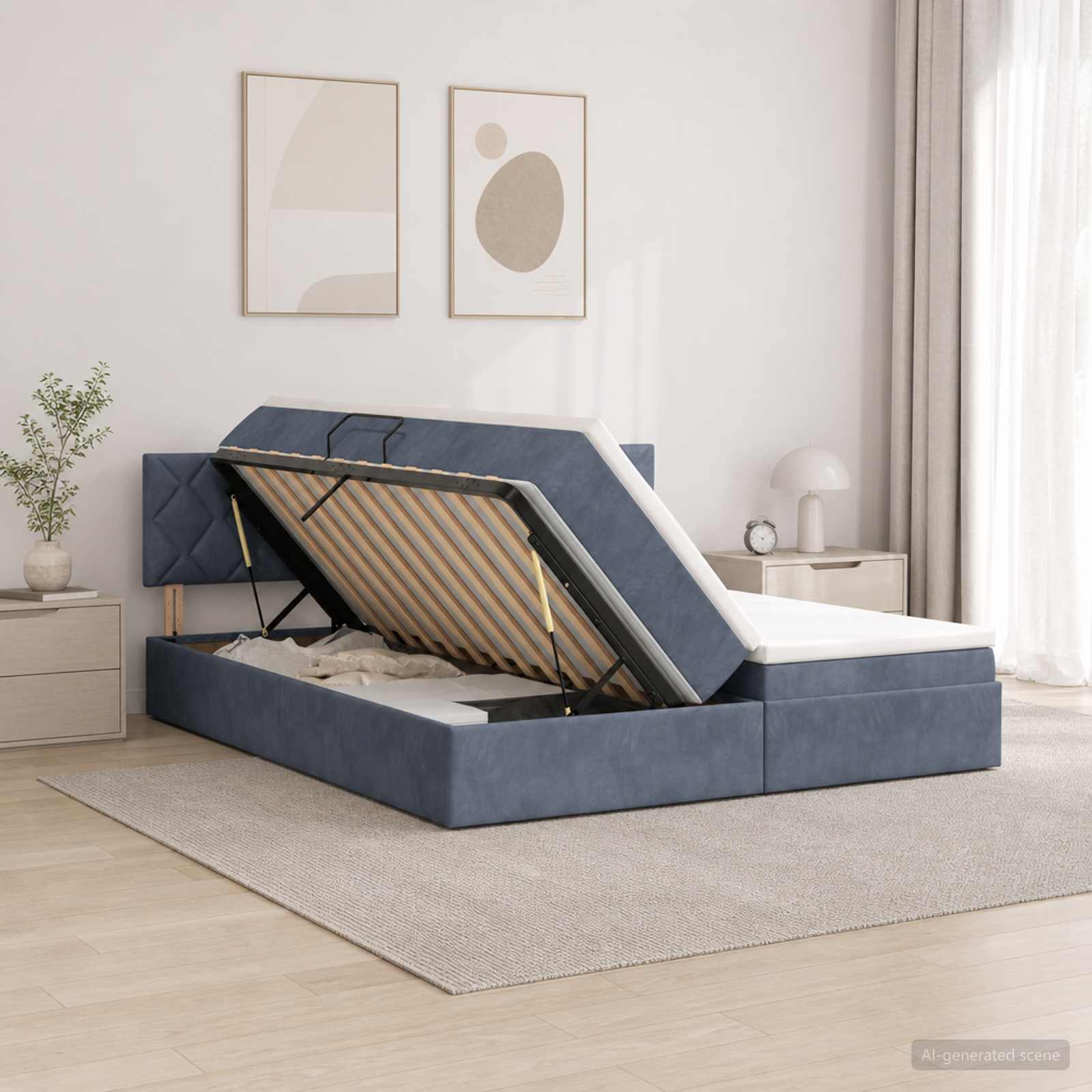 LED Opslagbed met Matras Donkergrijs 180 x 200 cm Fluweel