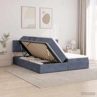 LED Opslagbed met Matras Donkergrijs 180 x 200 cm Fluweel