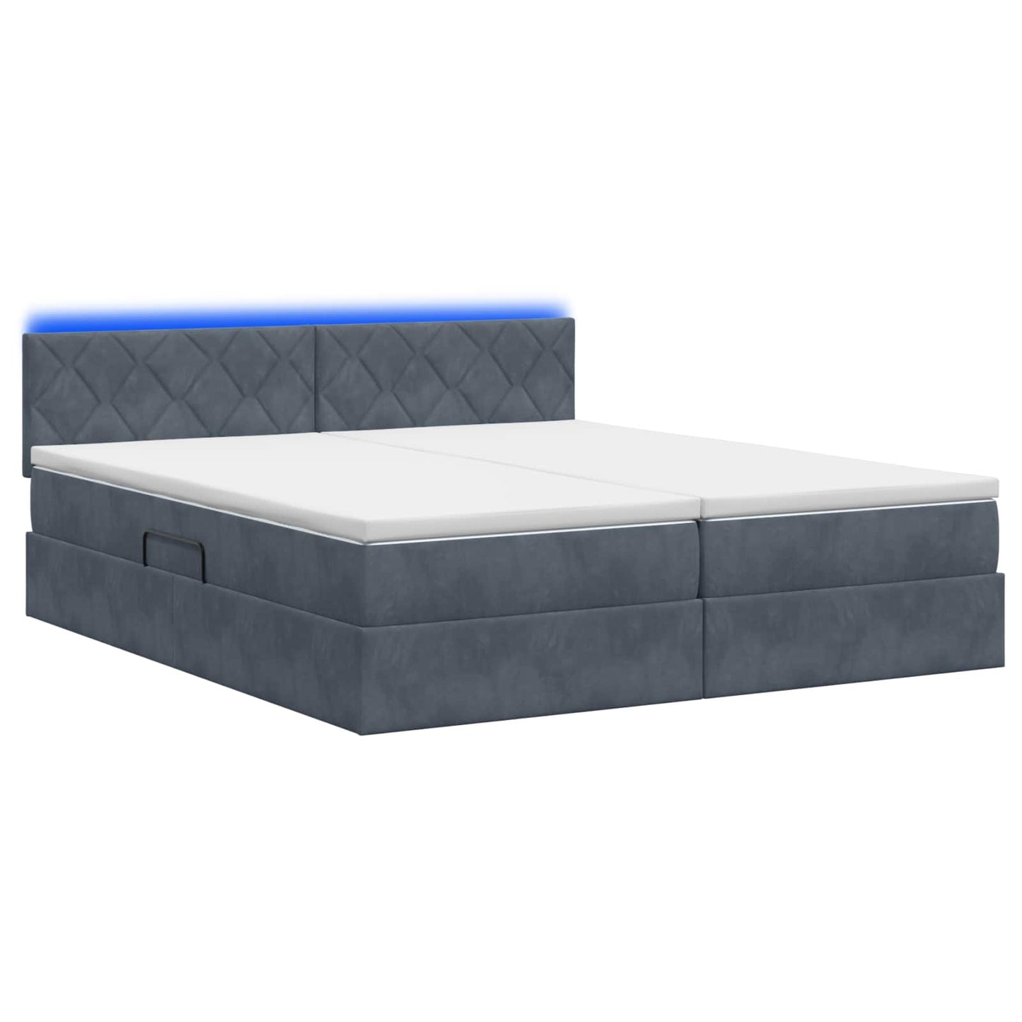 LED Opslagbed met Matras Donkergrijs 180 x 200 cm Fluweel