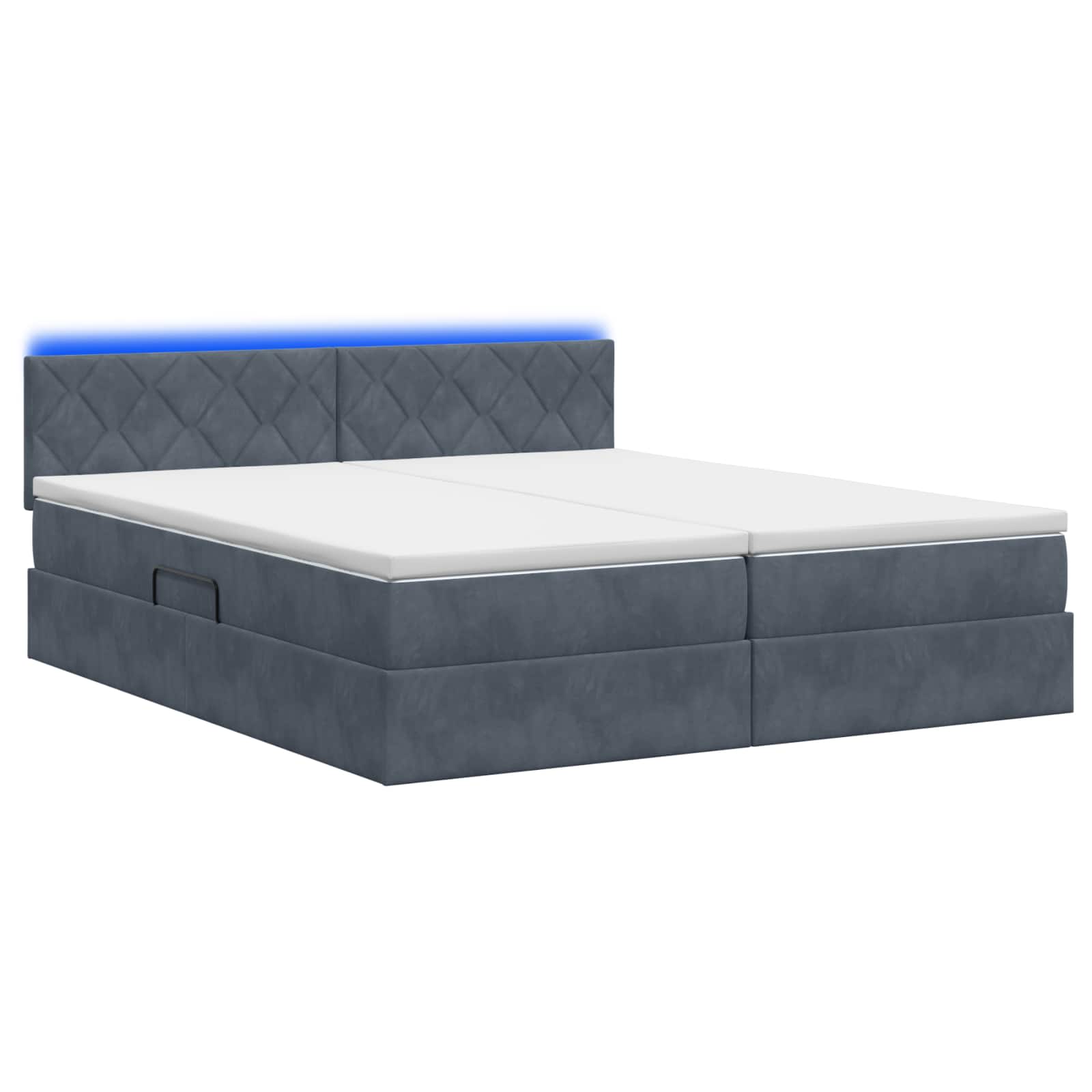 LED Opslagbed met Matras Donkergrijs 180 x 200 cm Fluweel
