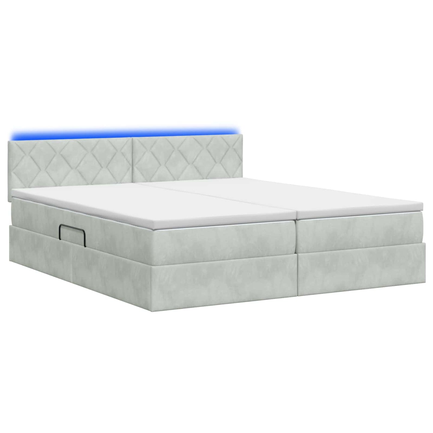 LED Opslagbed met Matras Lichtgrijs 200 x 200 cm Fluweel