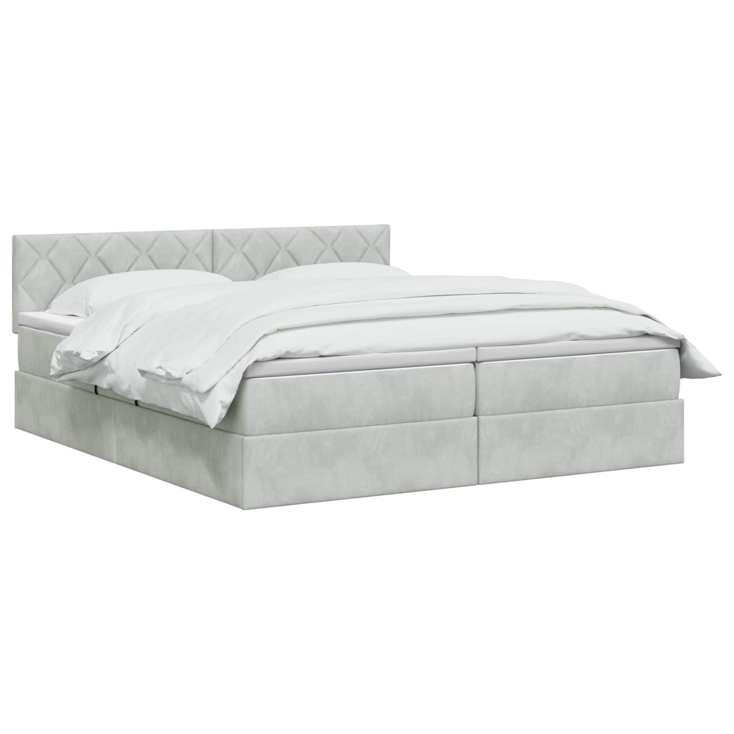 LED Opslagbed met Matras Lichtgrijs 200 x 200 cm Fluweel
