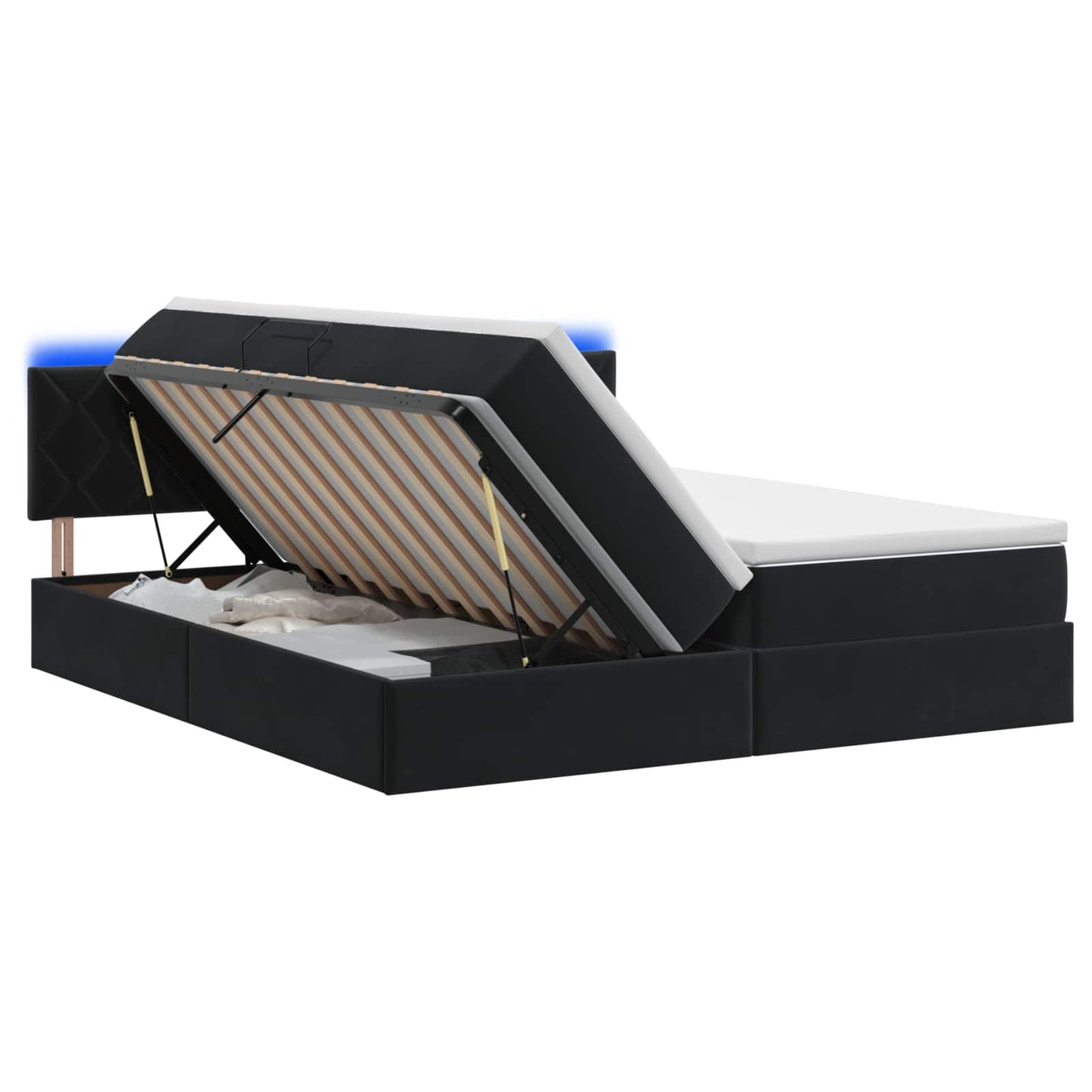 LED Opslagbed met Matras Zwart 200 x 200 cm Fluweel