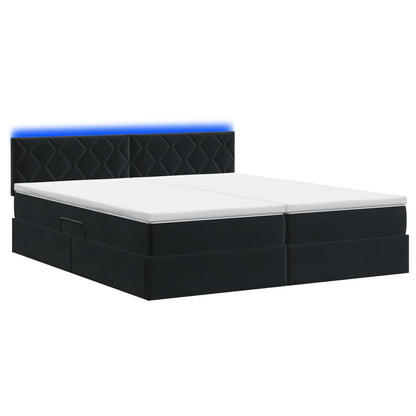 LED Opslagbed met Matras Zwart 200 x 200 cm Fluweel