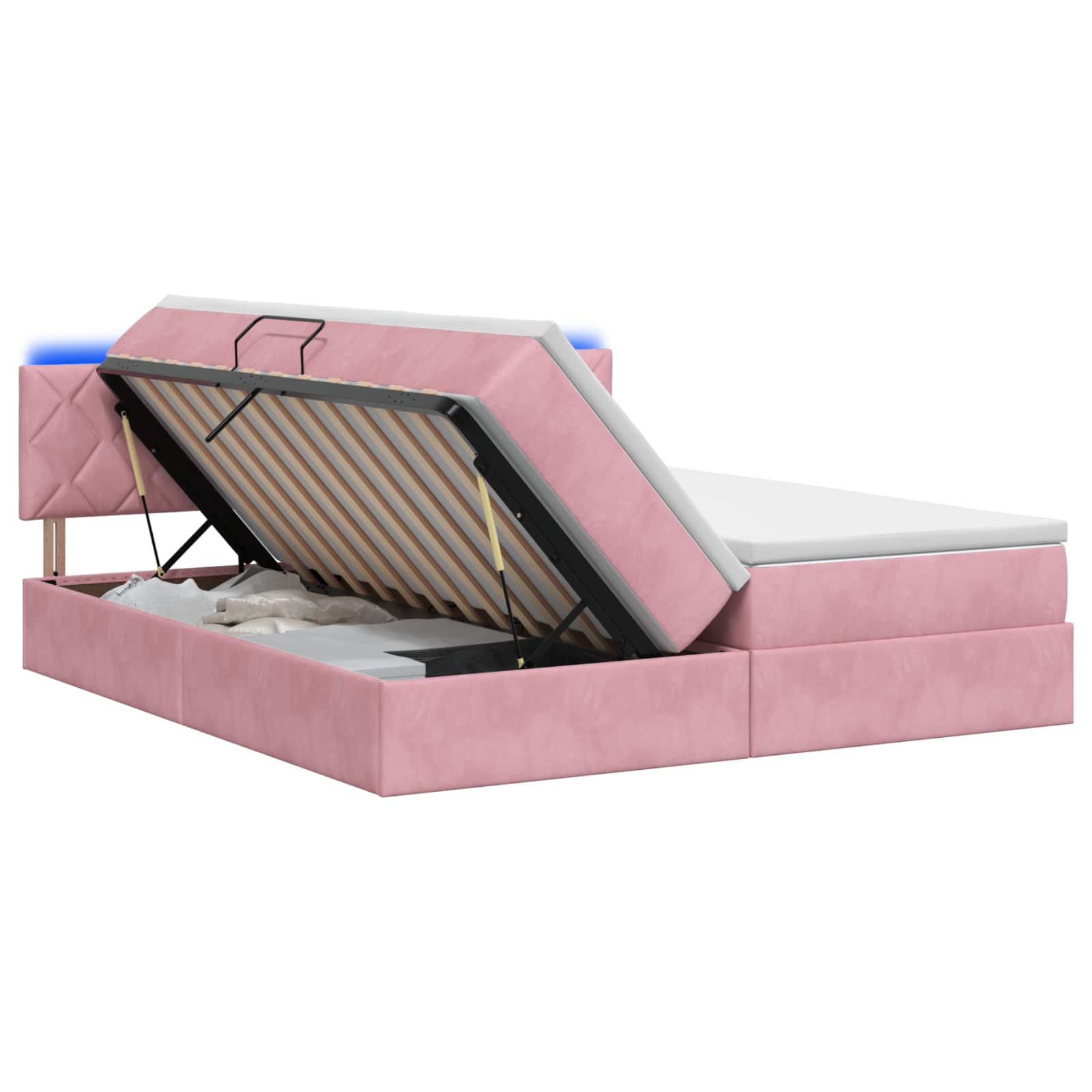 LED Opslagbed met Matras Roze 200 x 200 cm Fluweel