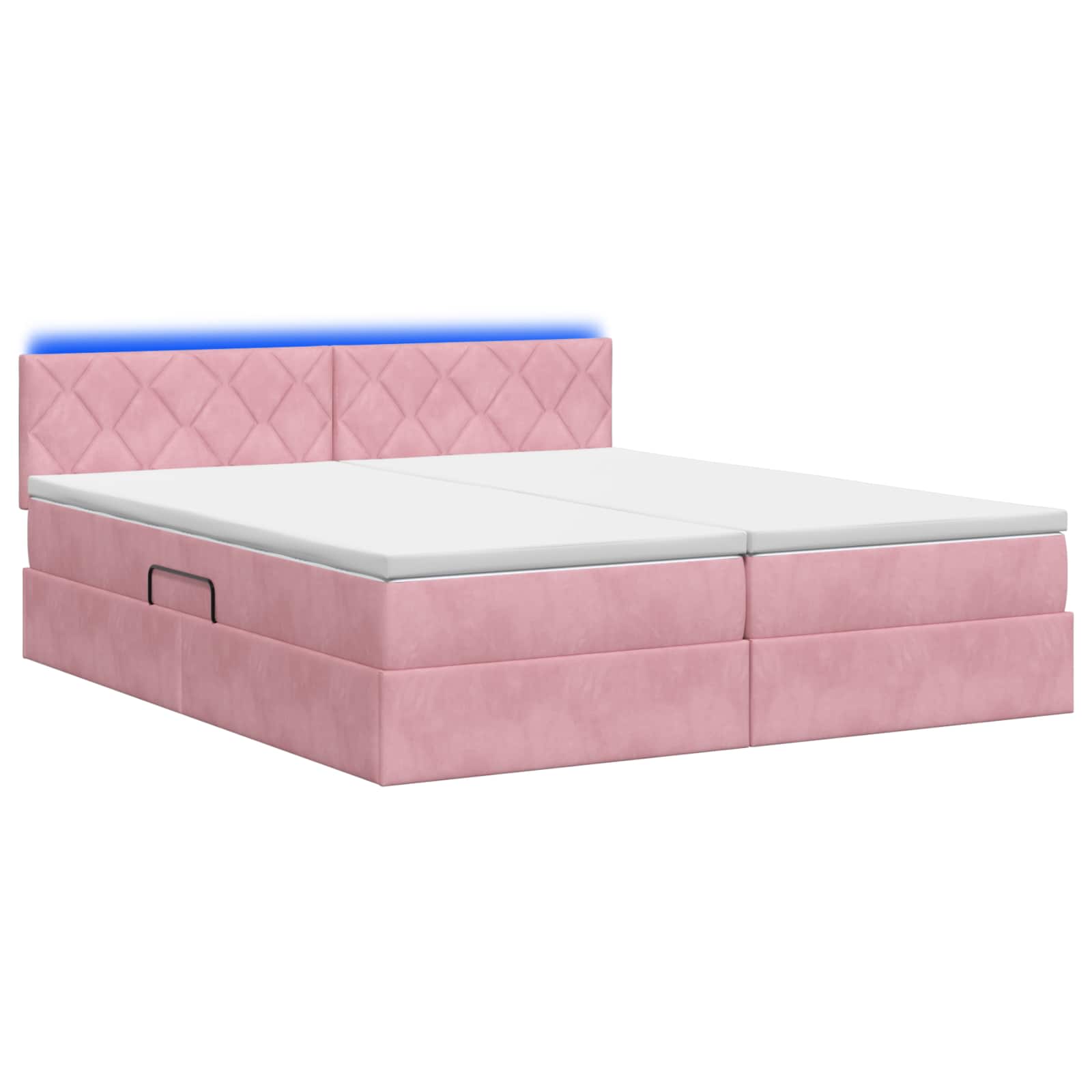 LED Opslagbed met Matras Roze 200 x 200 cm Fluweel