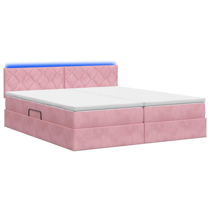 LED Opslagbed met Matras Roze 200 x 200 cm Fluweel