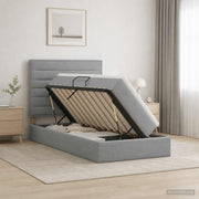 Opbergbed 90x190 cm lichtgrijs met matras