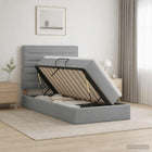 Opbergbed 90x200 cm lichtgrijs stof