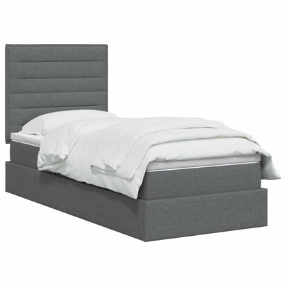 Opslag bed met matras met opslag Donkergrijs 90 x 190 cm Stof