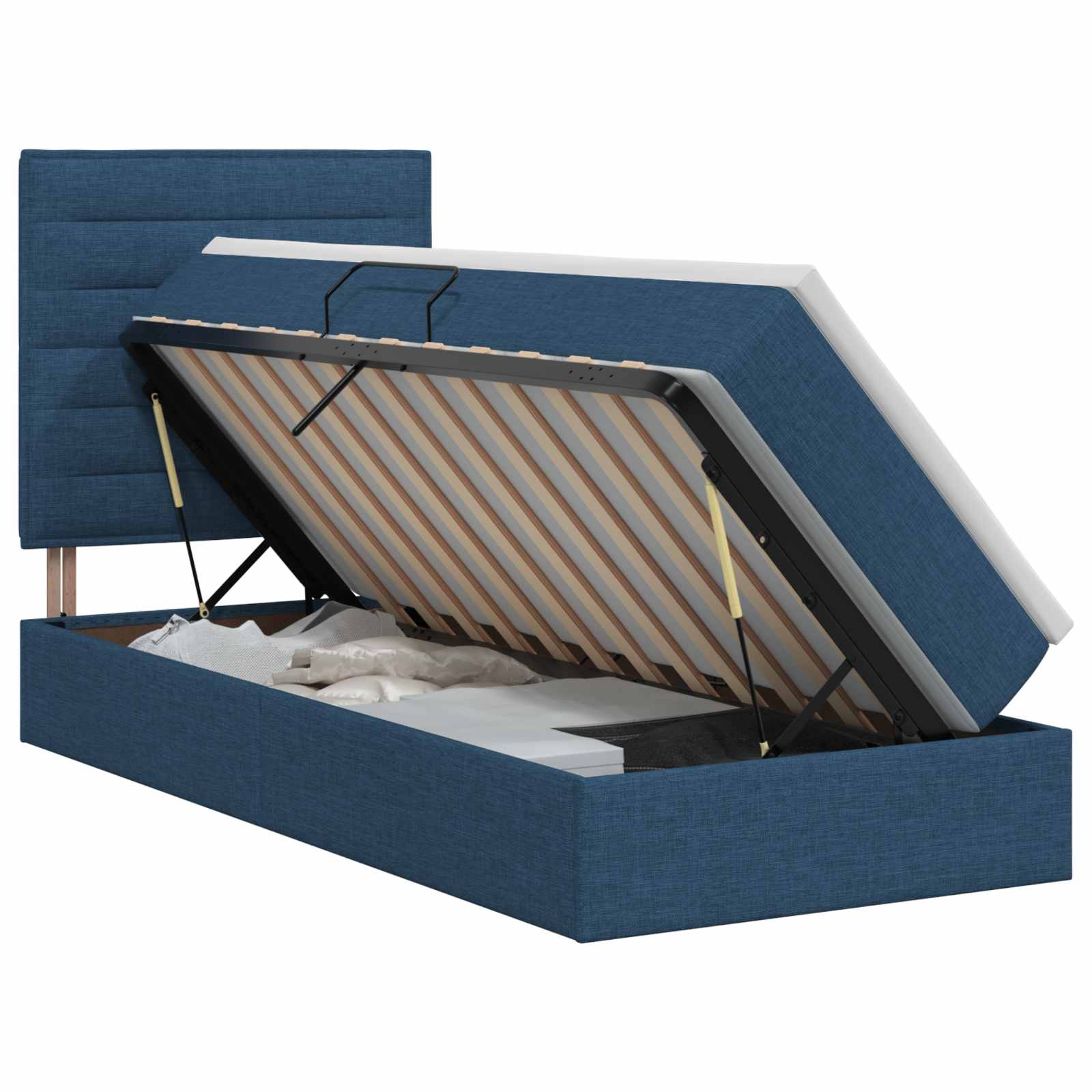 Opslag bed met matras met hoofdeinde Blauw 90 x 190 cm Stof