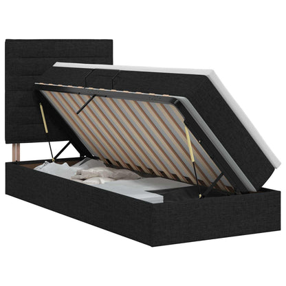 Opslag bed met matras met hoofdeinde Zwart 90 x 200 cm Stof