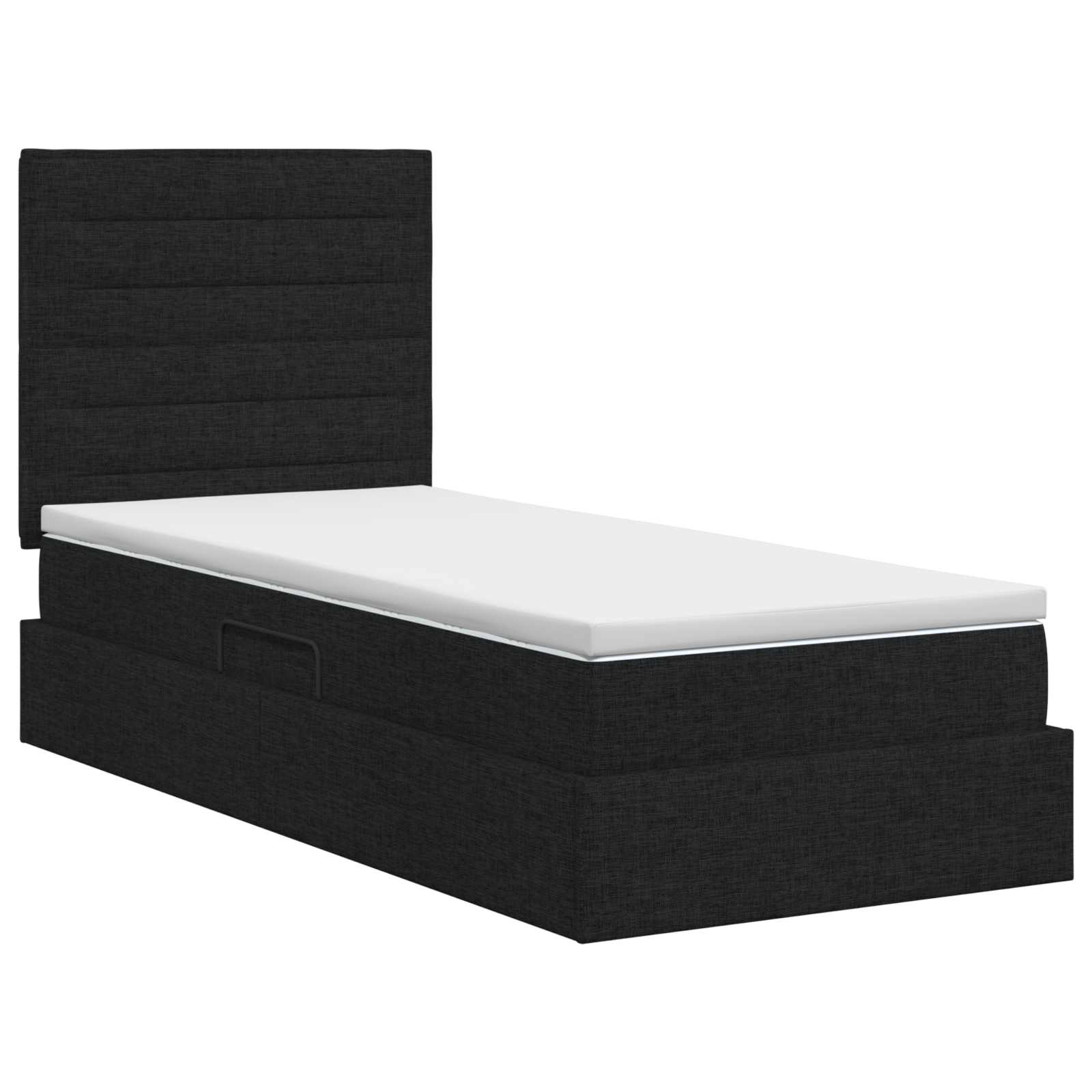 Opslag bed met matras met hoofdeinde Zwart 90 x 200 cm Stof