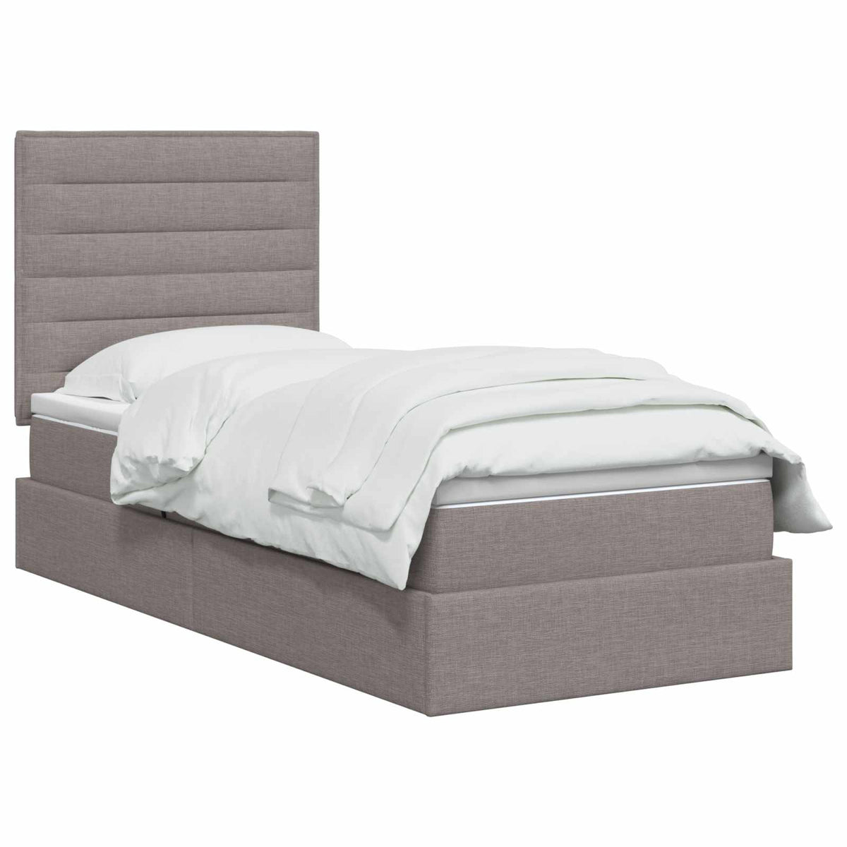 Opslag bed met matras met hoofdeinde Taupe 90 x 200 cm Stof