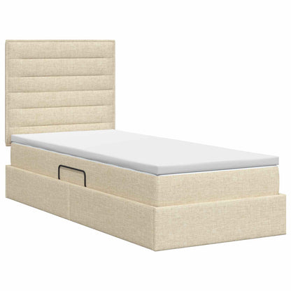 Opslag bed met matras met opslag Crèmekleurig 90 x 200 cm Stof