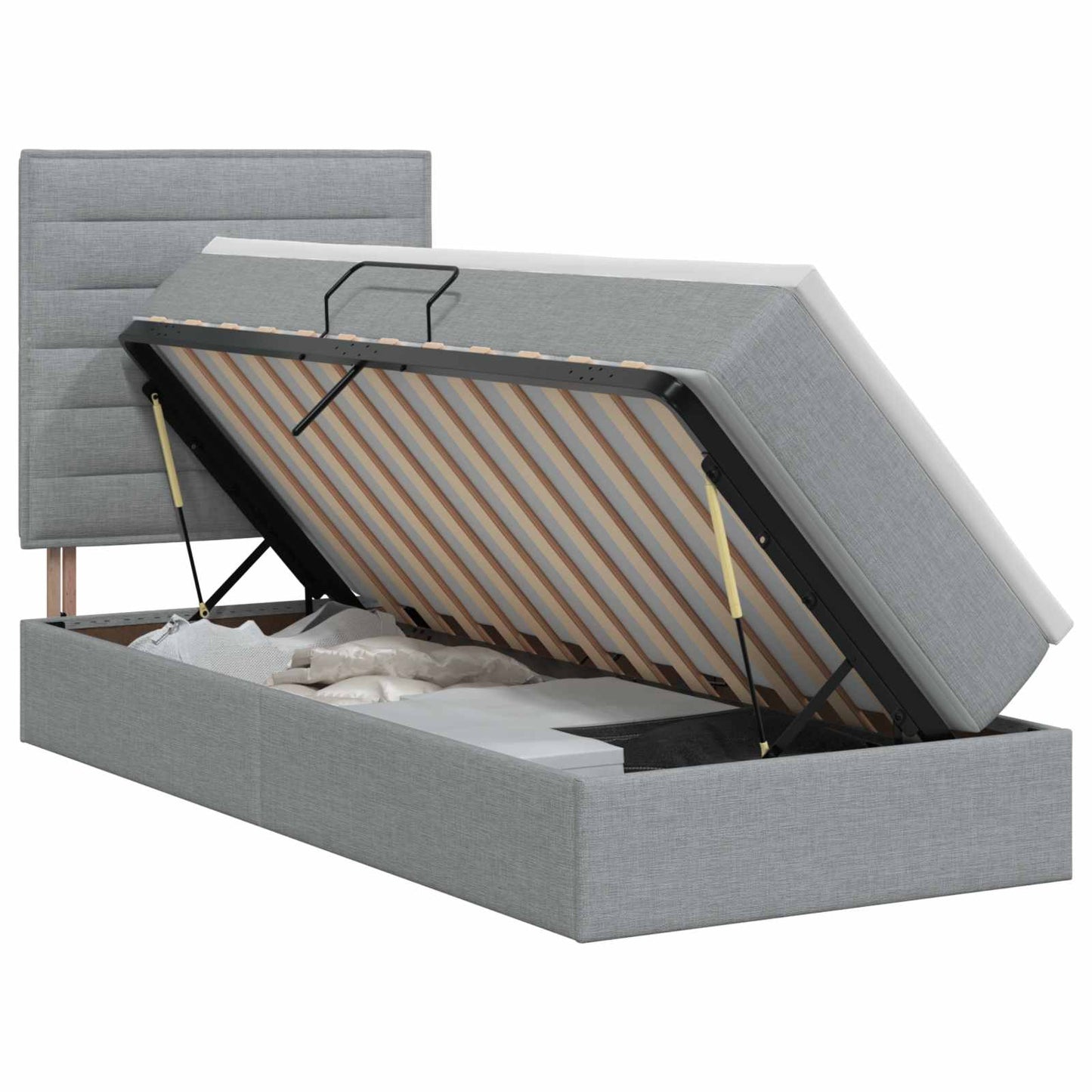 Opslag bed met matras met opslag Lichtgrijs 100 x 200 cm Stof