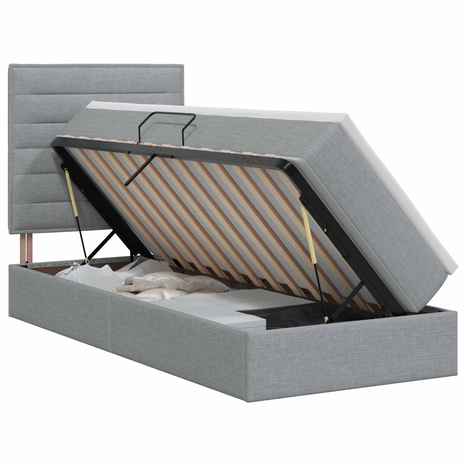 Opslag bed met matras met opslag Lichtgrijs 100 x 200 cm Stof