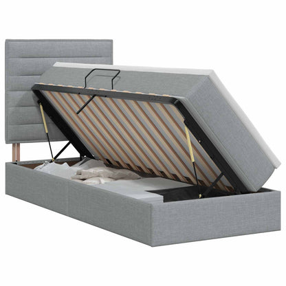 Opslag bed met matras met opslag Lichtgrijs 100 x 200 cm Stof