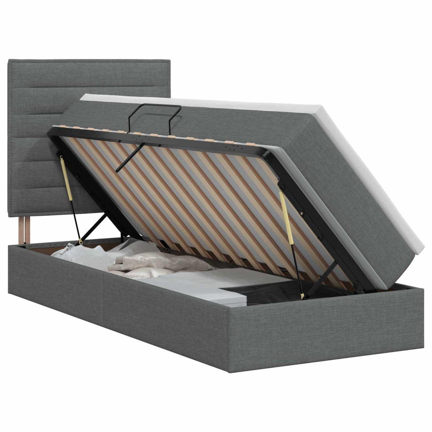 Opslag bed met matras met opslag Donkergrijs 100 x 200 cm Stof