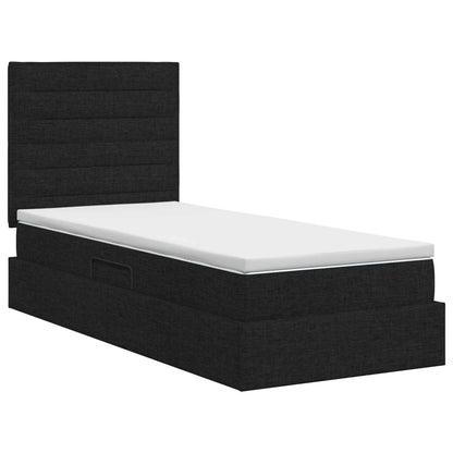 Opslag bed met matras met hoofdeinde Zwart 100 x 200 cm Stof