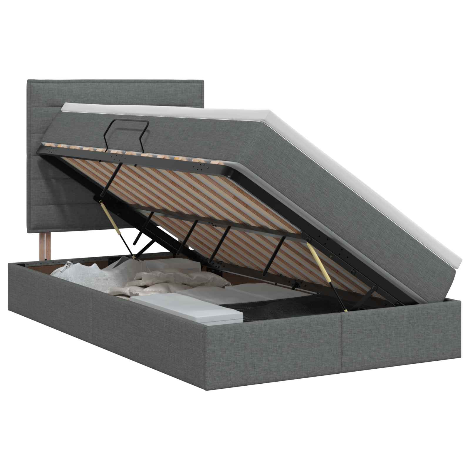 Opslag bed met matras met opslag Donkergrijs 120 x 190 cm Stof