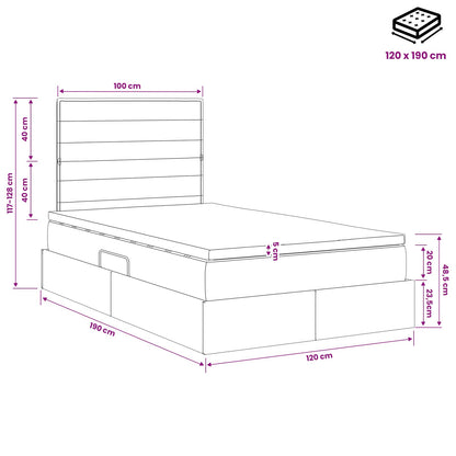Opslag bed met matras met opslag Donkergrijs 120 x 190 cm Stof