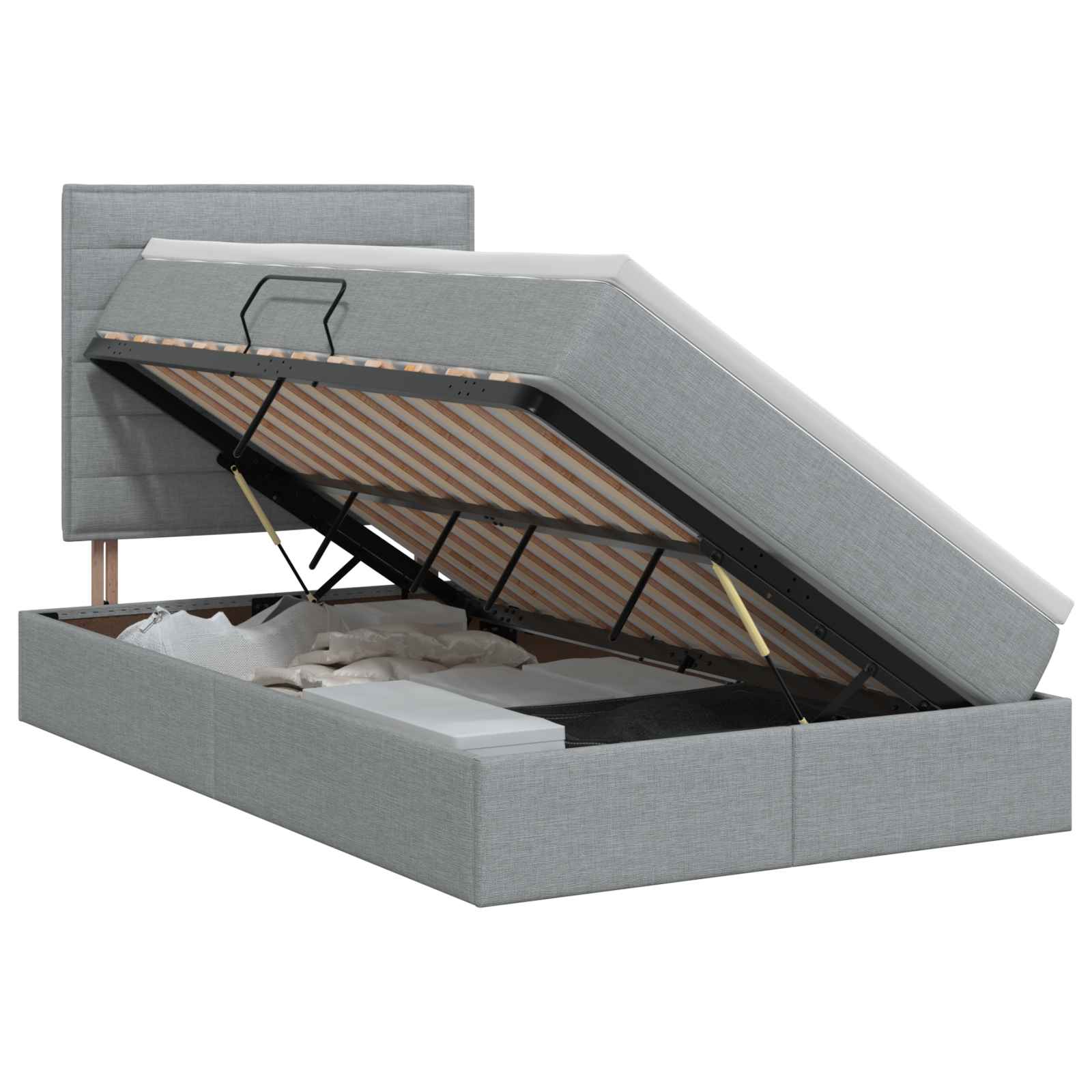 Opslag bed met matras met opslag Lichtgrijs 120 x 200 cm Stof